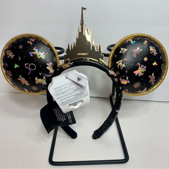 NWT. Disney 50th anniversary black and gold castle ears. Black with gold - Picture 6 of 9